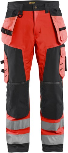 Blåkläder werkbroek softshell high-vis 15672517 | high vis rood zwart | maat 60 - 7330509406380