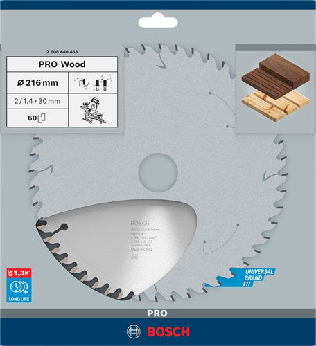 Bosch accessoires bosch pro wood cirkelzaagblad, 216 x 2 x 30 mm