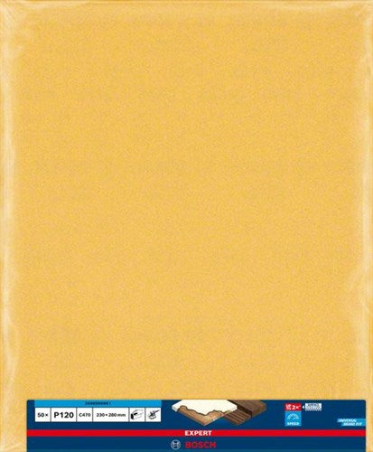 Bosch accessoires expert c470 schuurpapiervel voor handmatig schuren 230 x 280 mm, k120 - 50 stuk(s) - 2608900961