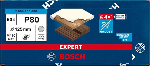 Bosch accessoires expert m480 schuurnet voor excenterschuurmachines 125 mm, k80 50-delig - 1 stuk(s) - 2608900680