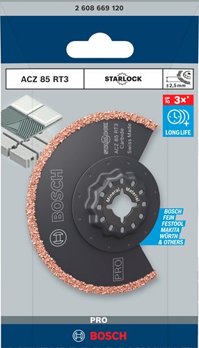 Bosch accessoires bosch pro acz 85 rt3 - multigereedschap zaagblad - segmentvormig - carbide-riff - starlock