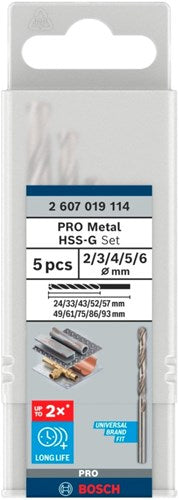 Bosch accessoires pro metal hss-g spiraalboorset | 5-delig - 2607019114