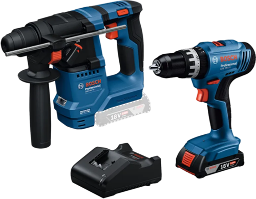 Bosch blauw combiset 18v gsb 18v-25 accu klopboormachine + gbh 18v-18 boorhamer + 1x2.0ah + gal 18v-20 - 0615a5007p