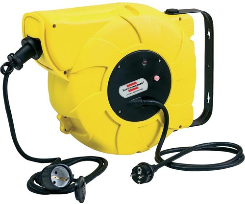 Brennenstuhl automatische kabelhaspel voor buiten (16+2m kabel, voor wand- en plafondmontage, ip44) geel