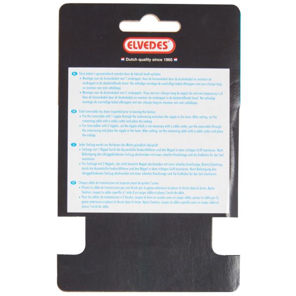 Elvedes rem binnenkabel 2 000 mm 1×19 draads verzinkt ø1,5mm met t-nippel ø7 × 6mm