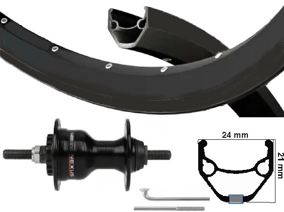 Kgs voorwiel 28 inch (622) primax zac 2000 zwart zwart rollerbrake vaste as