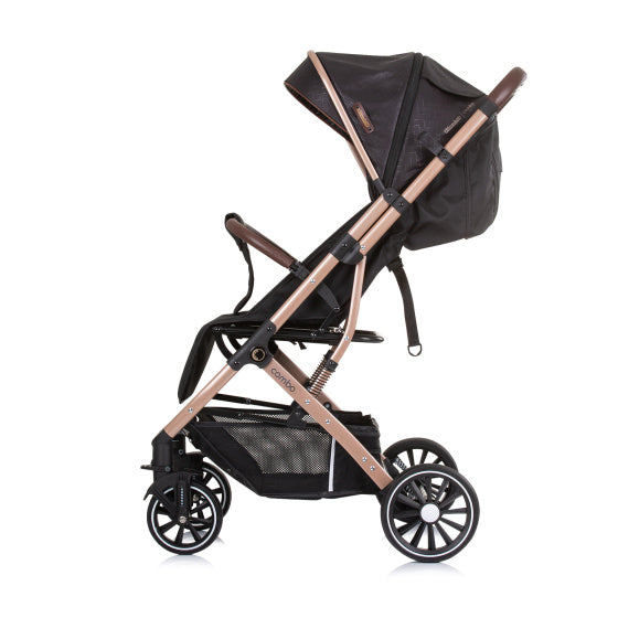 Chipolino combo opvouwbare buggy met voetenhoes obsidian gold zwart