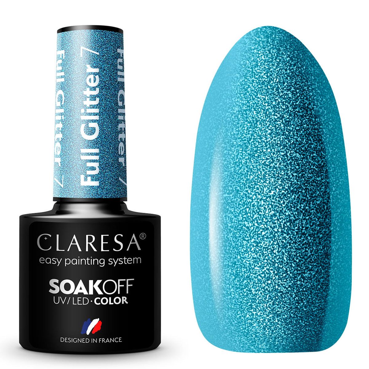 Claresa uv led gellak 5ml full glitter 7 blue