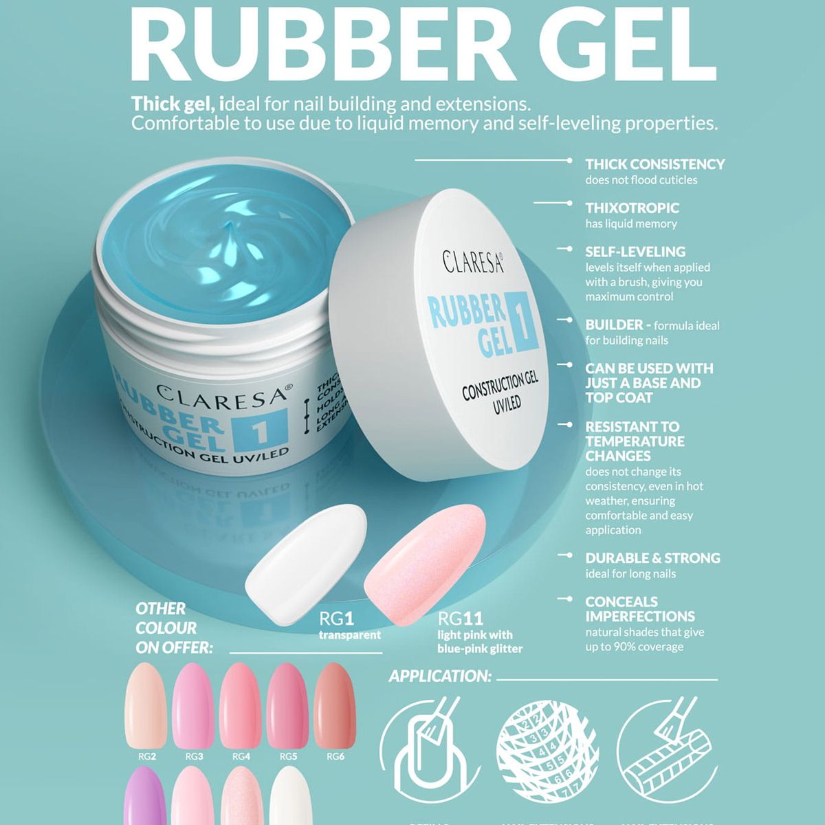 Claresa rubber gel 11 sparkle soft pink 90gr.