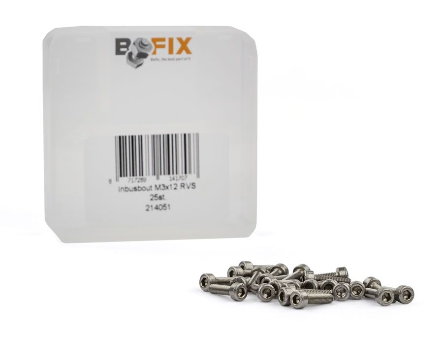 Bofix inbusbout m3 x 12 rvs