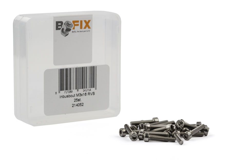 Bofix inbusbout m3 x 16 rvs