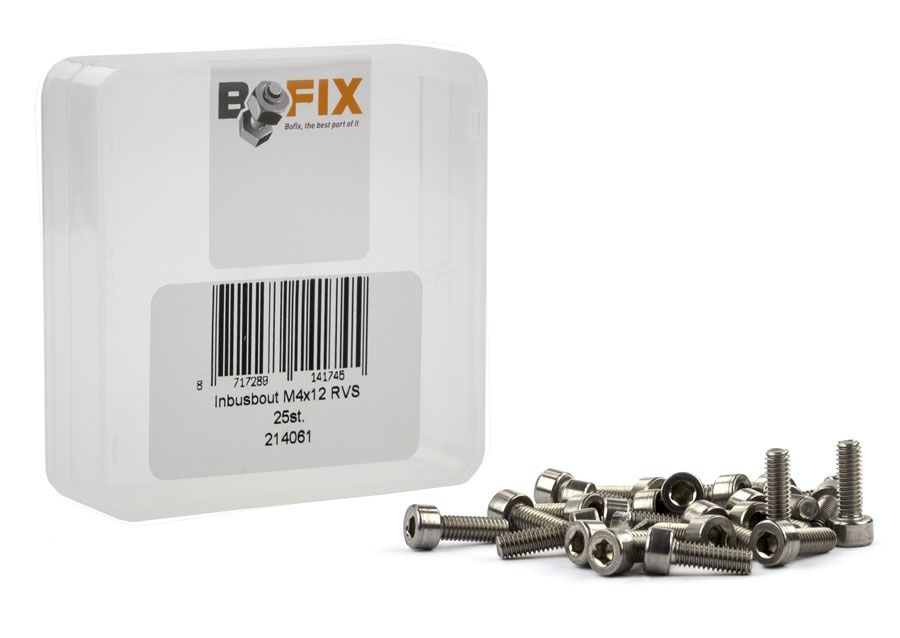 Bofix inbusbout m4 x 12 rvs