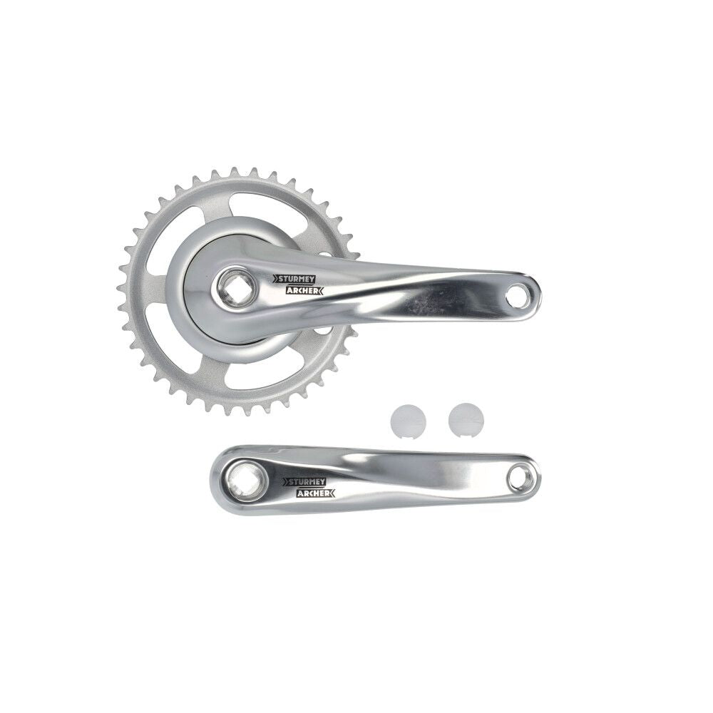 Sunrace - SunRace crankset 38T cranklengte 170mm. zilver aluminium spieloos. 92mm cover. -8mm diepte