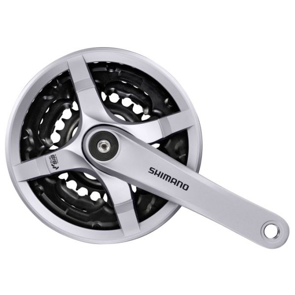 Shimano crankstel fc-ty501 6 7 8 speed 170mm 42x34x24t met kettingscherm - zilver