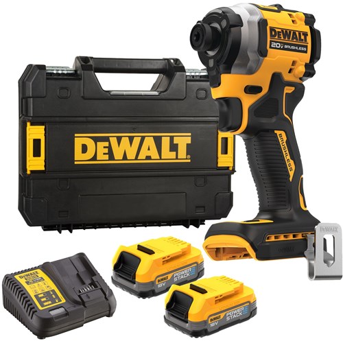 Dewalt dcf850e2t-qw | xr brushless accu slagschroevendraaier 18v powerstack in tstak (2x 1.7ah powerstack accu + lader) - dcf850e2t-qw