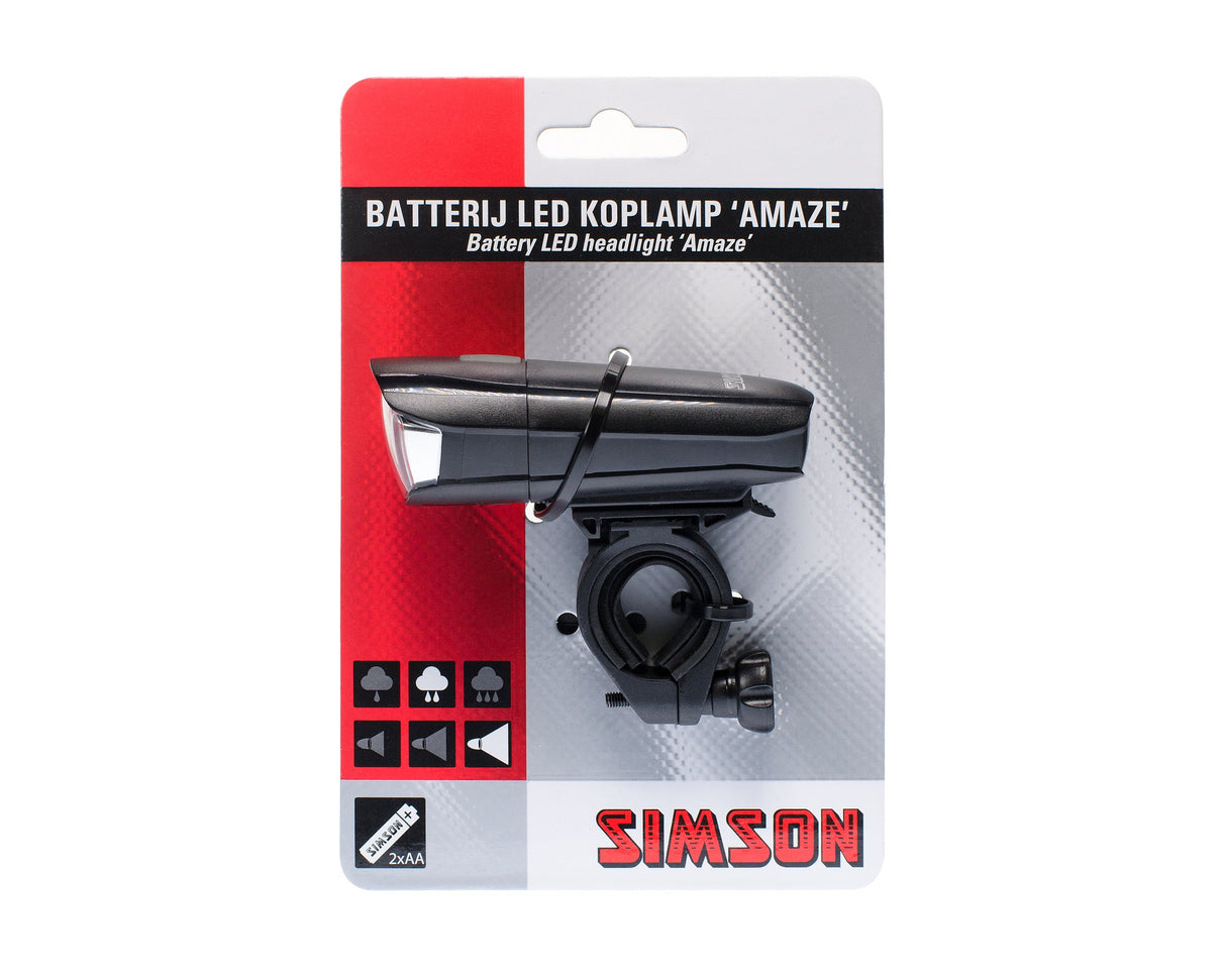 koplamp Amaze led batterijen zwart