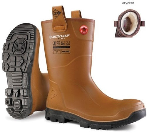 Dunlop lj2hr48fl werklaars | rigpro | gevoerd | bruin | maat 40 8713197053354