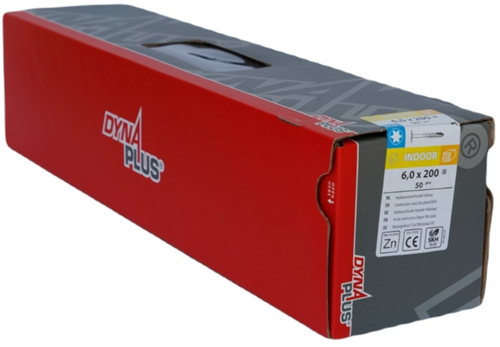 Dynaplus houtbouwschroef verzinkt tellerkop deeldraad +snijpunt torx tx30 6.0x200 80 | 50 stuks - 0286.01.51401