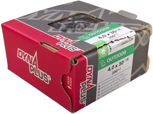 Dynaplus unischroef spaanplaatschroef ar-coating platkop deeldraad torx tx20 4.0x30 18 | 200 stuks - 0281.08.25202