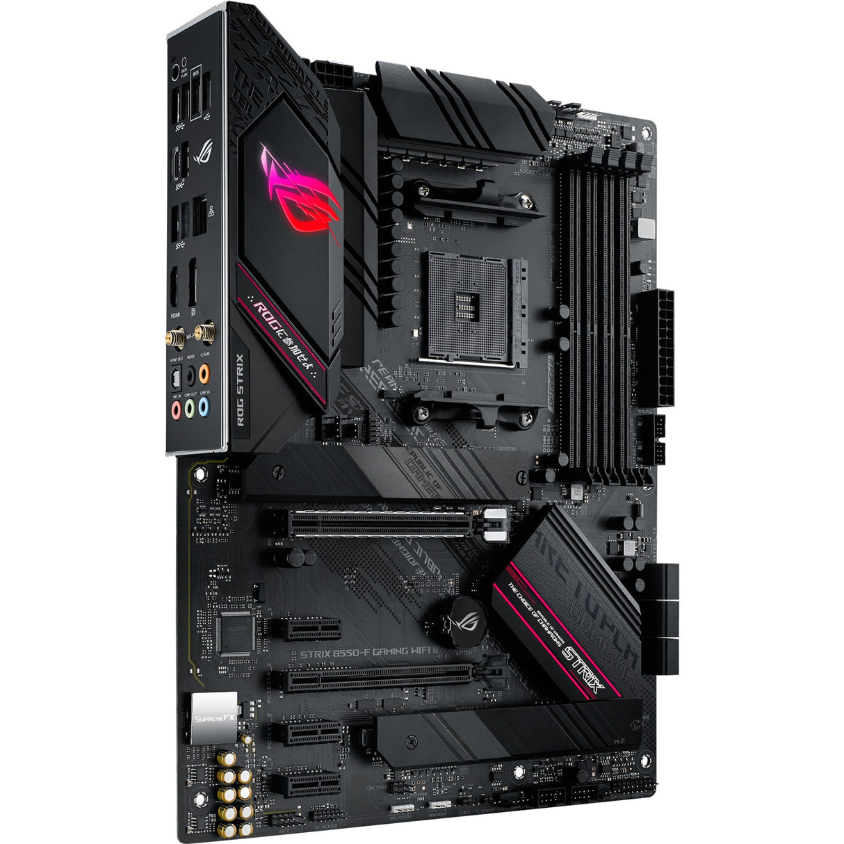 Asus rog strix b550-f gaming wi-fi ii socket am4 moederbord (zwart, raid, gb-lan, wi-fi 6, bt, sound, atx)