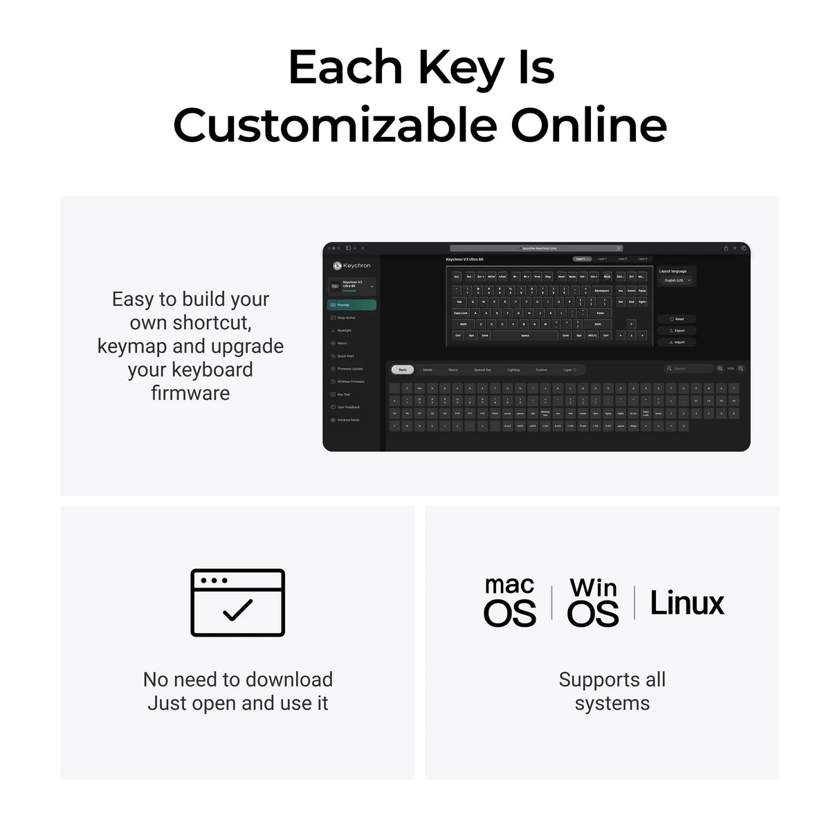 Keychron v3 ultra 8k wireless custom mechanical keyboard (zwart, us lay-out (qwerty), silk pom red, 80% (tkl), rgb, hot swap, 2.4 ghz | bluetooth 5.3 | usb-c)