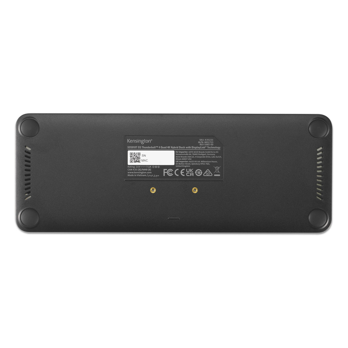 Kensington sd5920t eq thunderbolt 4 quad 4k hybrid dock met displaylink technology dockingstation (zwart)