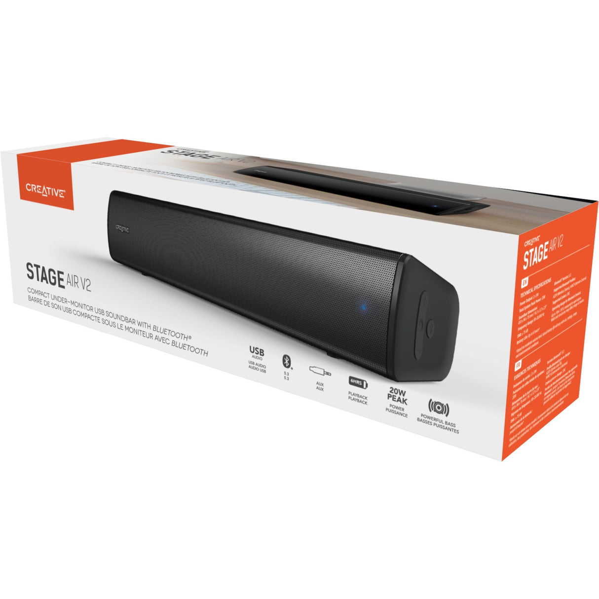 Creative stage air v2 soundbar (zwart, bluetooth)