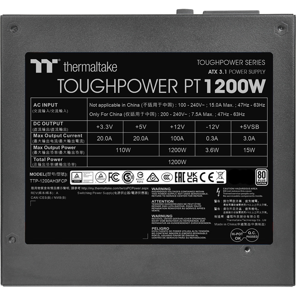 Thermaltake toughpower pt modulaire 1200 watt voeding (1x 12v-2x6, 5x pcie)
