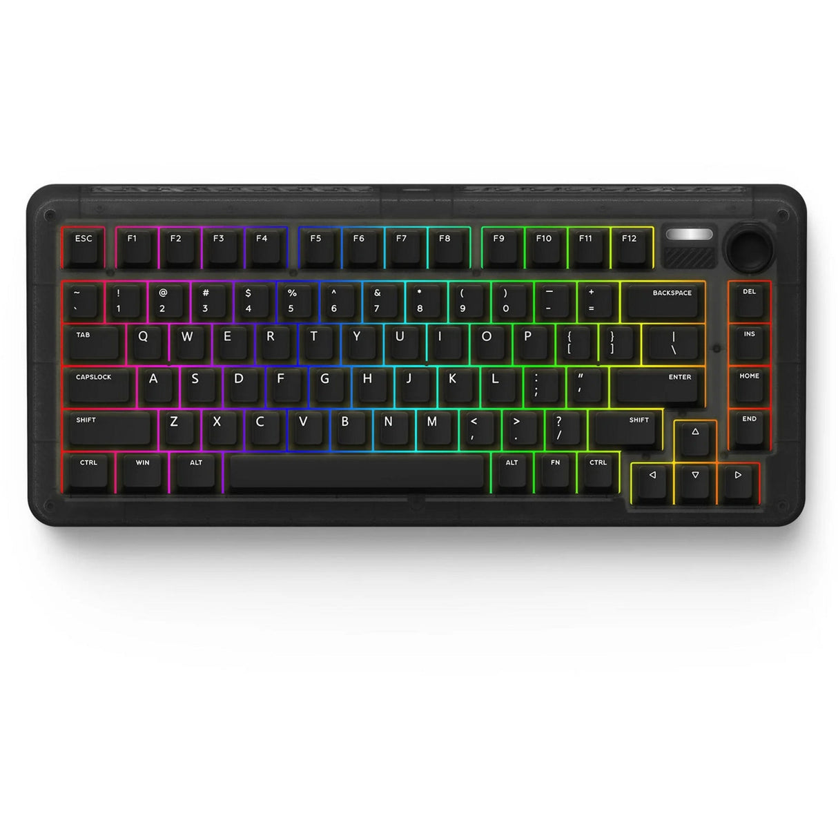 Iqunix zx75 dark side wireless mechanical keyboard (zwart, us lay-out (qwerty), gateron brown, 75%, rgb leds, hot-swappable, double-shot pbt, 2.4ghz | bluetooth 5.1 | usb-c)