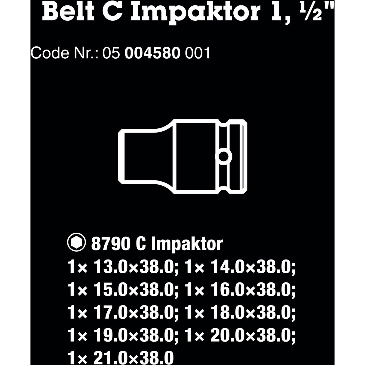Wera belt c impaktor 1 doppenset, 1 2 dopsleutel (zwart, 9-delig, voor slagmoersleutels)
