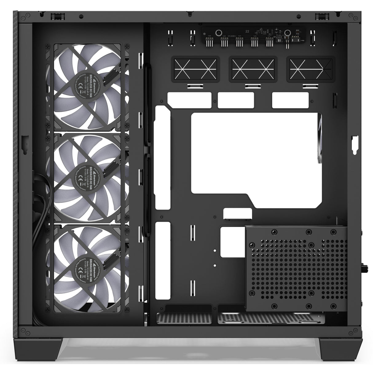 Sharkoon steel shark midi tower behuizing (zwart | 2x usb-a | 1x usb-c | rgb | tempered glass)