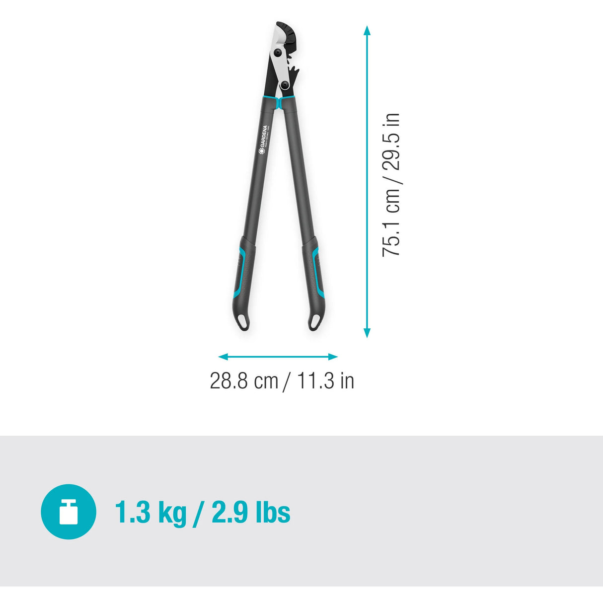 Gardena aambeeldtakkenschaar energycut pro l, met aambeeldsnede (grijs turquoise, 75cm, voor droog hout)