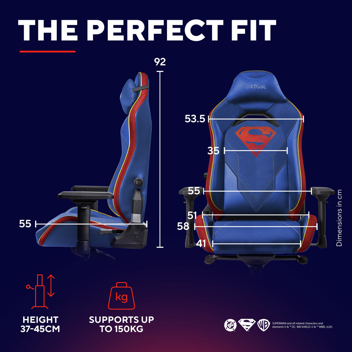 Trust gxt 721sm ruya pro superman gaming stoel (blauw rood)