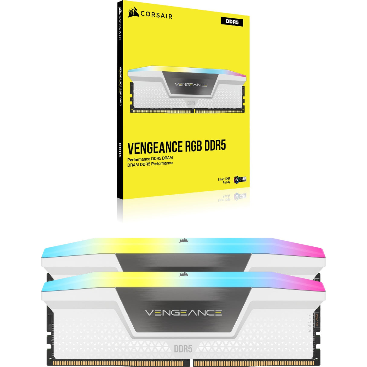 Corsair vengeance rgb 32 gb ddr5-6400 (2x 16 gb) werkgeheugen (wit, cmh32gx5m2b6400c36w, xmp 3.0)