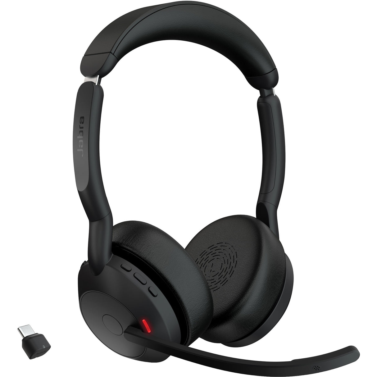 Jabra evolve2 55 - link390c ms stereo met oplaadhouder on-ear headset (zwart, stereo, microsoft teams, usb-c, link380c)