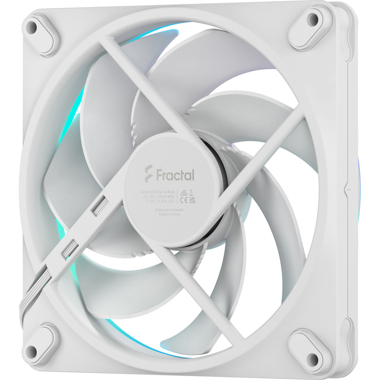 Fractal design momentum 14 rgb case fan (wit, 140 x 140 x 25 mm, pwm)