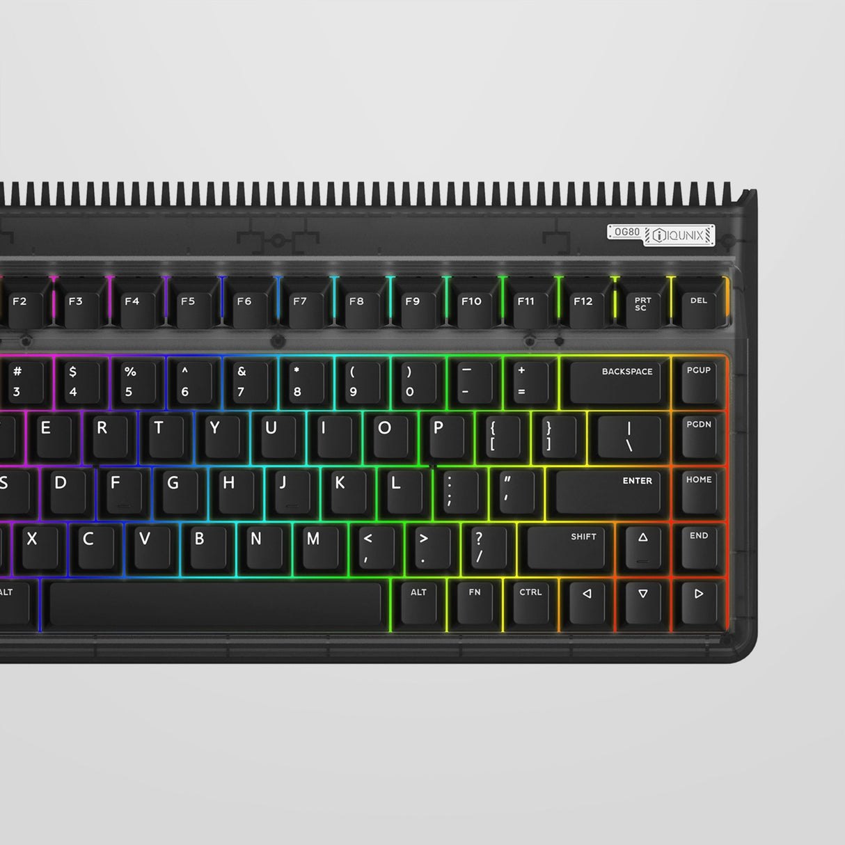 Iqunix og80 dark side wireless mechanical keyboard (zwart, us lay-out (qwerty), cherry mx blue, 80% (tkl), rgb leds, hot-swappable, pbt, 2.4ghz | bluetooth 5.1 | usb-c)