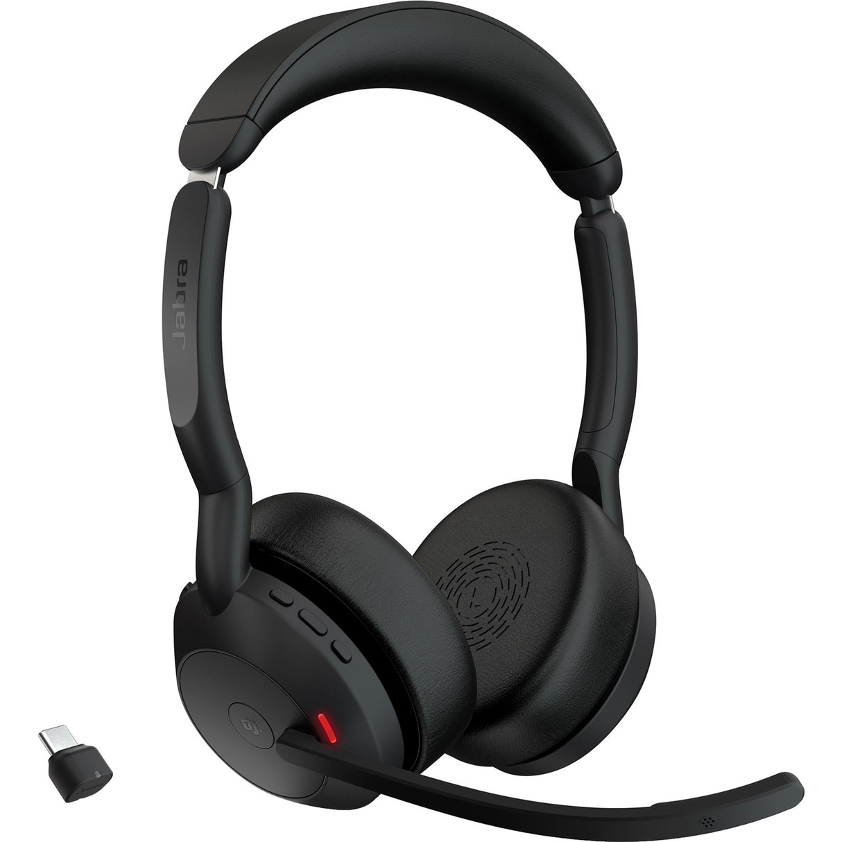Jabra evolve2 55, incl. oplaadstandaard on-ear headset (zwart, stereo, uc, usb-c, link380c)