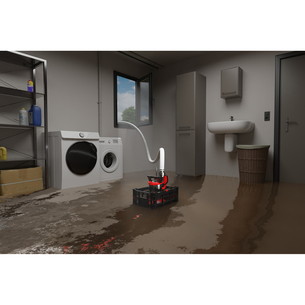 Einhell flutset ge-dp 7535 n ll eco vuilwaterpomp dompel- en drukpompen (rood zwart)