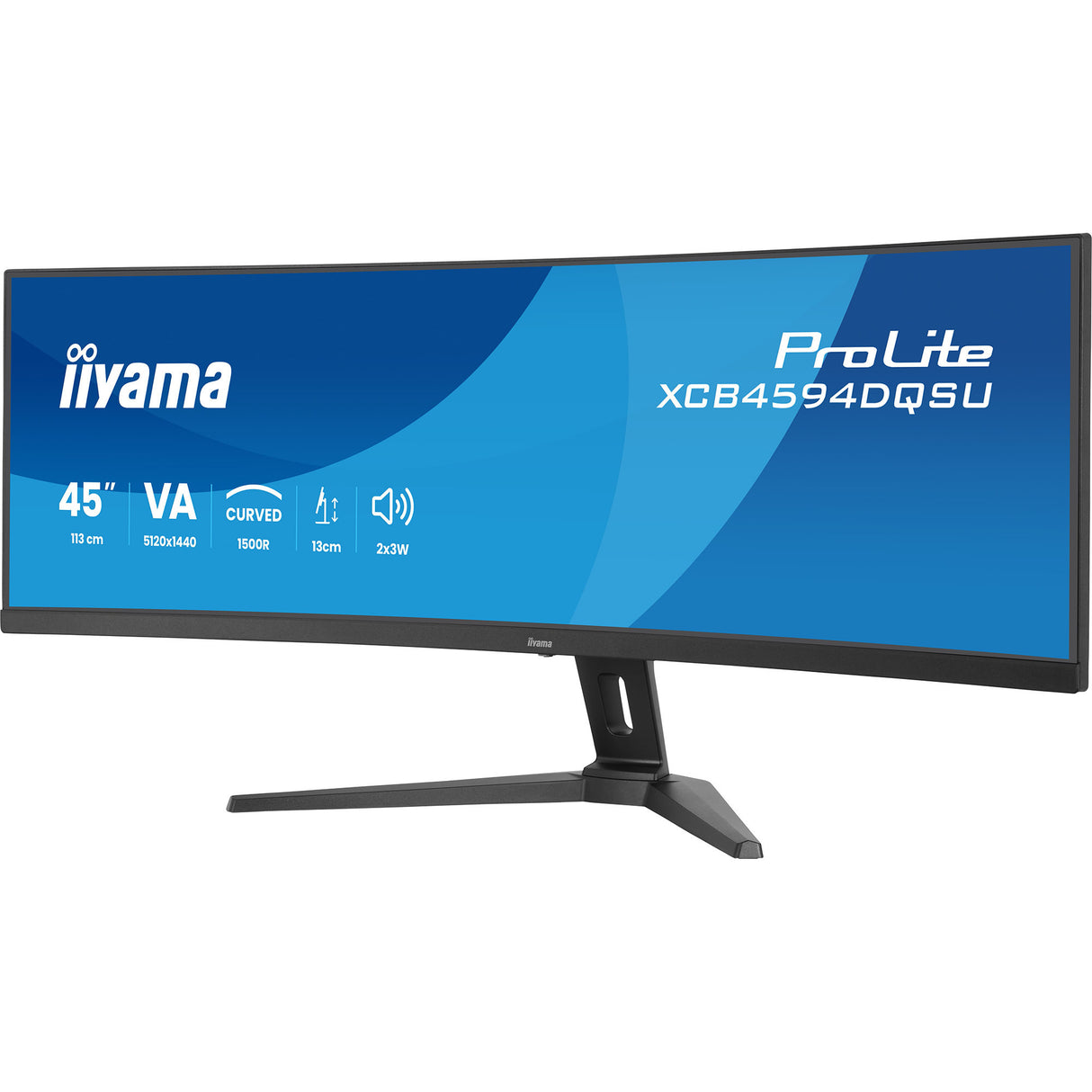 Iiyama prolite xcb4594dqsu-b1 44.5 curved ultrawide monitor (zwart (mat), hdmi, displayport, usb, audio)