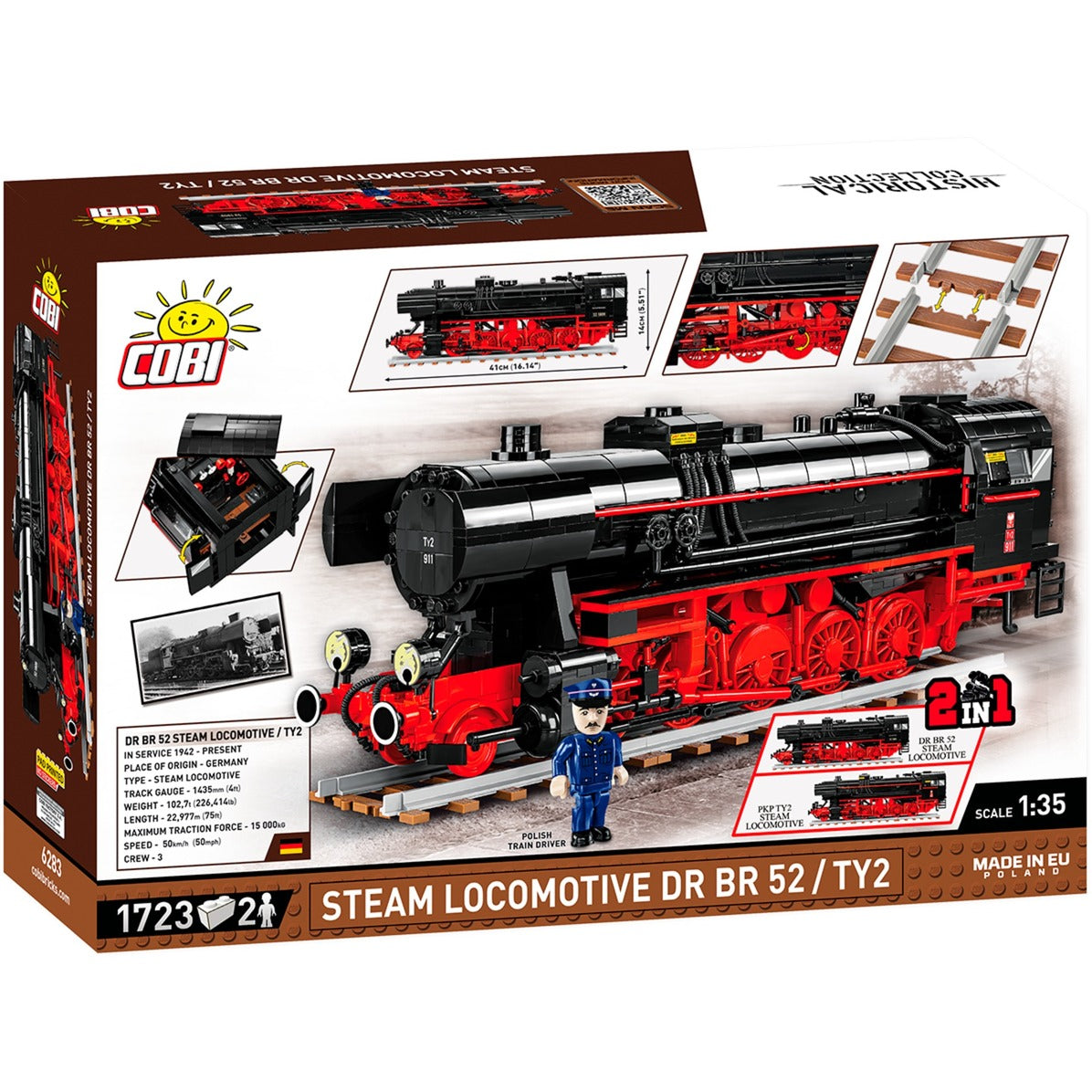 Cobi dr br 52 ty2 steam locomotive constructiespeelgoed (schaal 1:35)