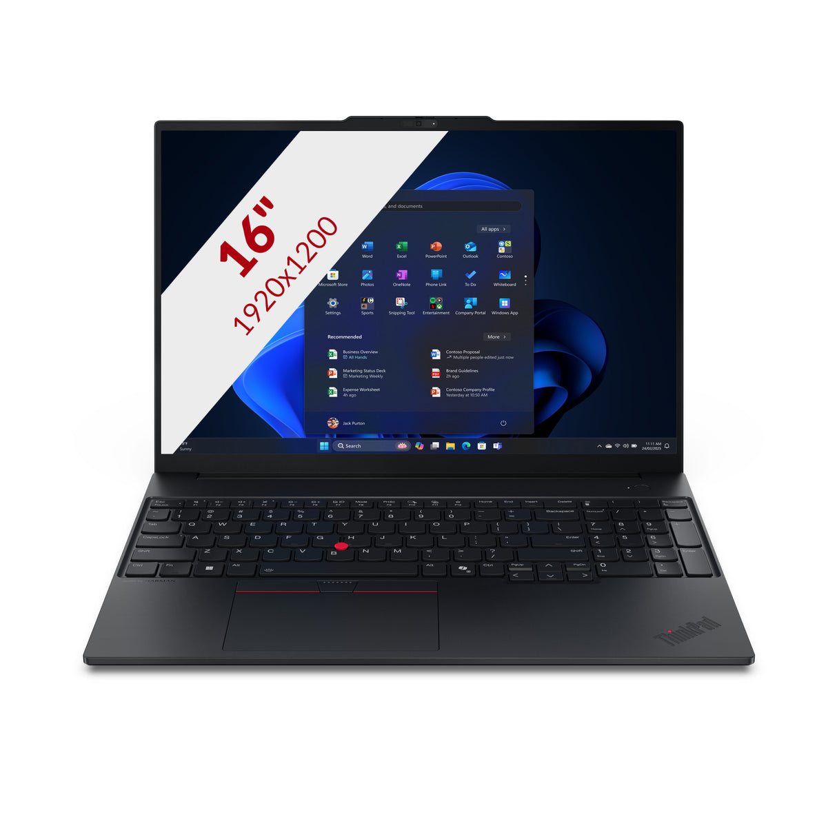 Lenovo thinkpad e16 gen 3 amd (21st005xmh) 16 laptop (zwart | ryzen 7 250 | radeon 780m | 32 gb | 1 tb ssd)