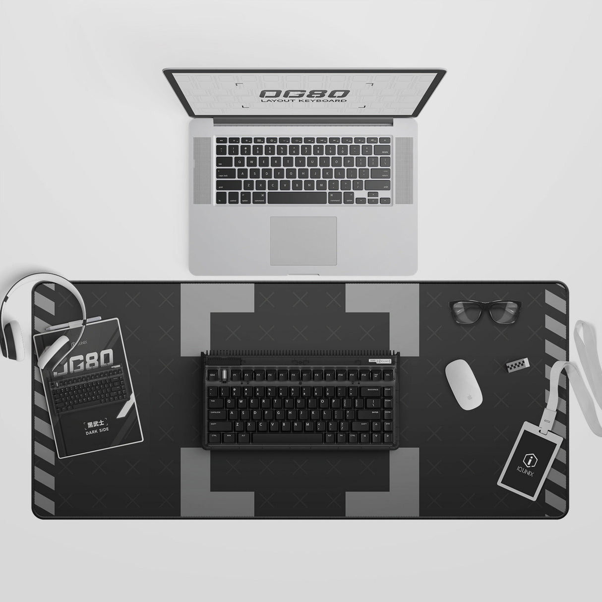 Iqunix og80 dark side wireless mechanical keyboard (zwart, us lay-out (qwerty), gateron brown, 80% (tkl), rgb leds, hot-swappable, pbt, 2.4ghz | bluetooth 5.1 | usb-c)
