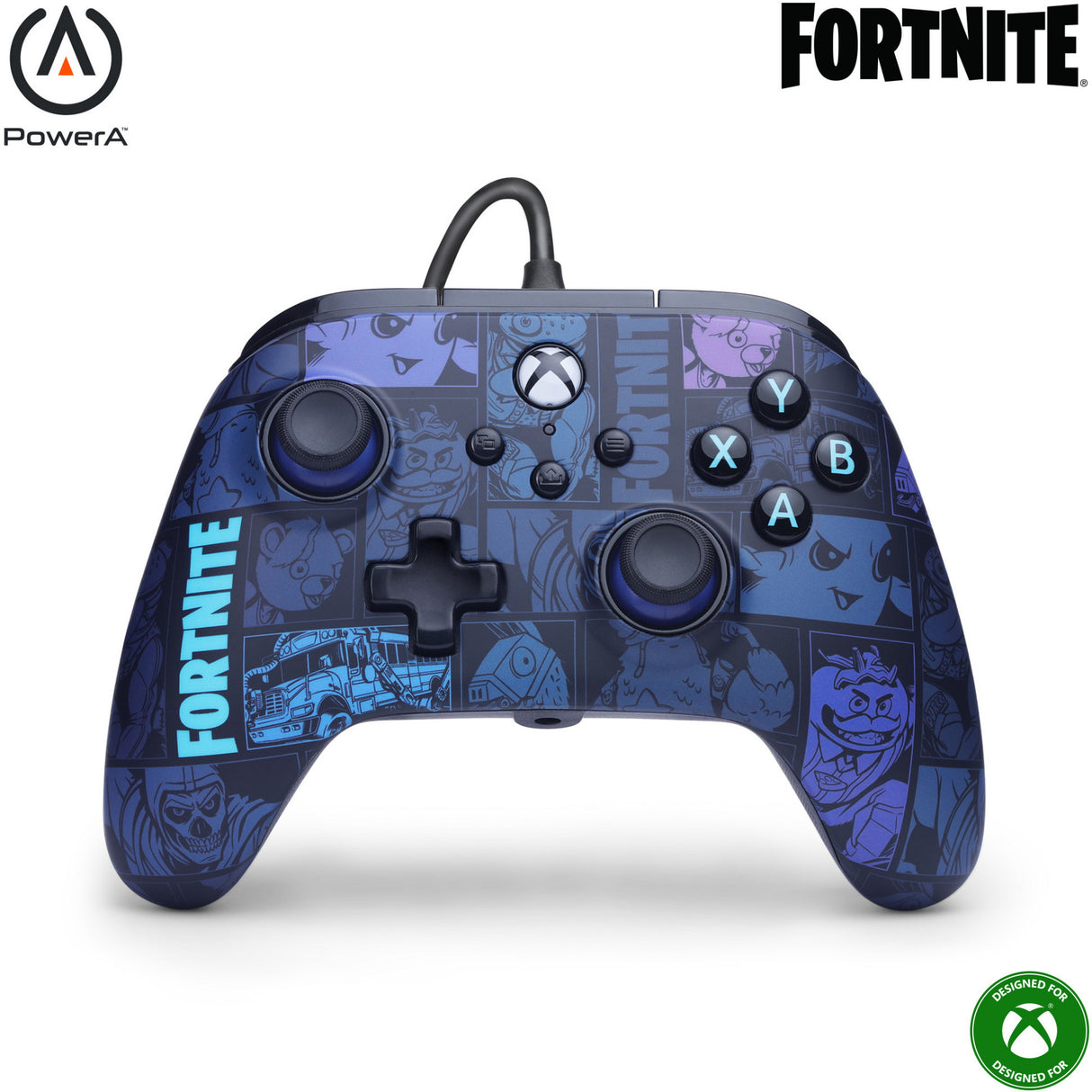Powera advantage controller met kabel voor de xbox series x|s - fortnite: victory royale (donkerblauw, xbox series x|s, xbox one, pc)