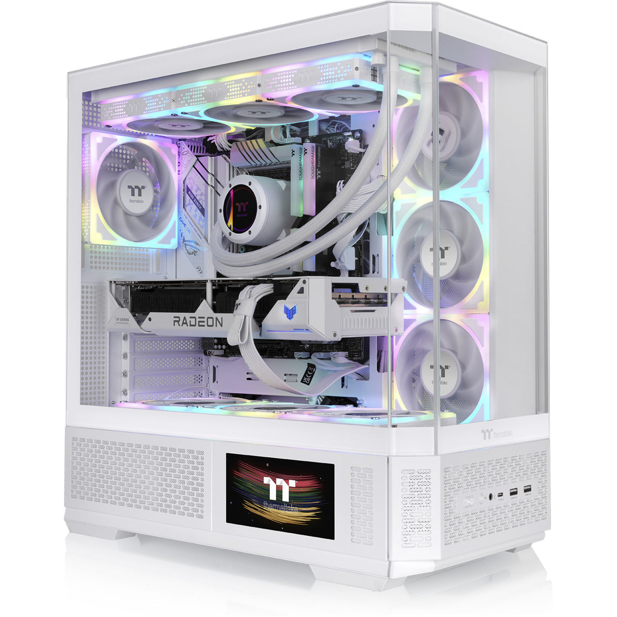 Thermaltake view 370 tg argb snow midi tower behuizing (wit | 2x usb-a | 1x usb-c | rgb | tempered glass)