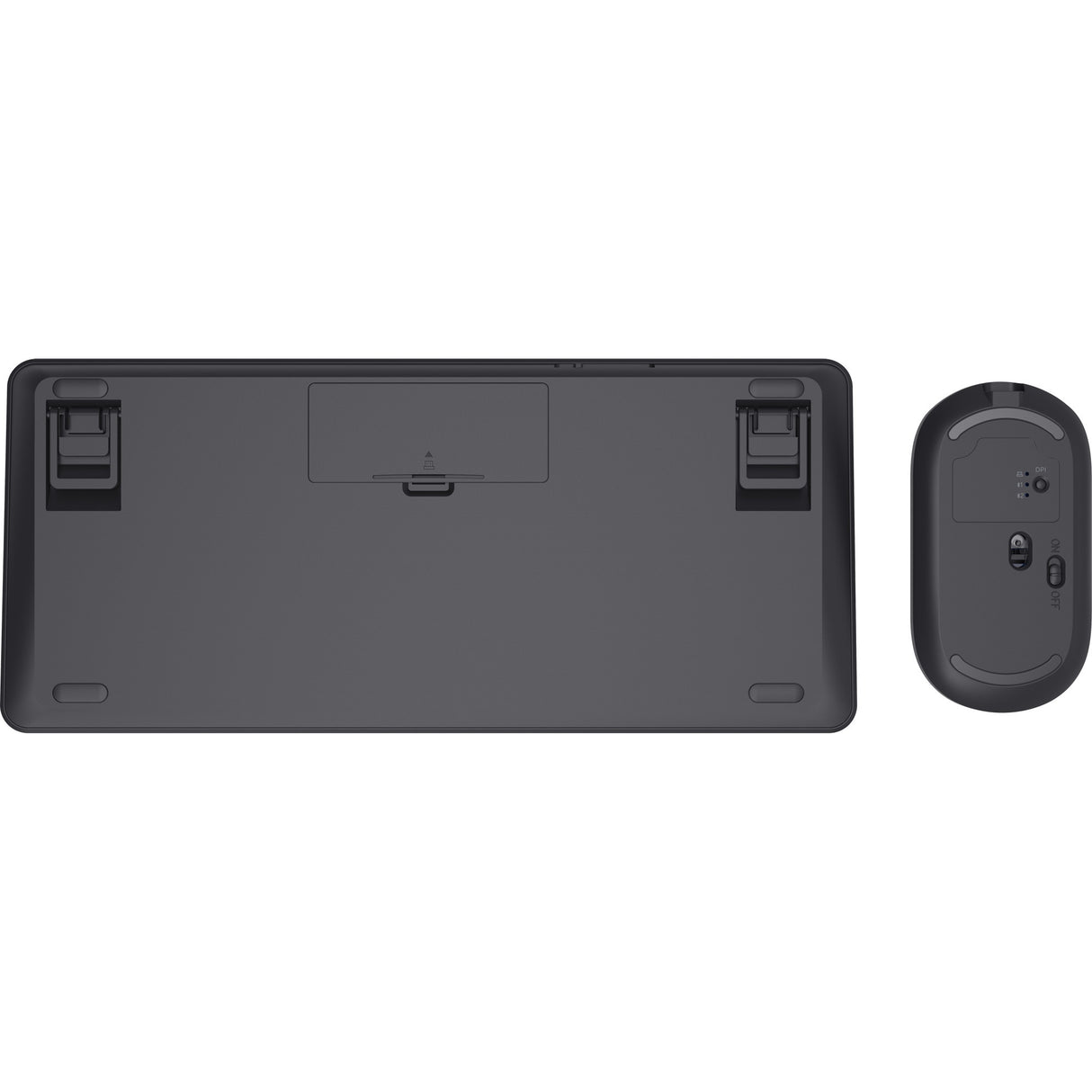Trust lyra multi-device wireless keyboard mouse desktopset (zwart, us lay-out (qwerty), scissor switches, 65%, 800 - 1.600 dpi, 2,4 ghz usb, bluetooth)