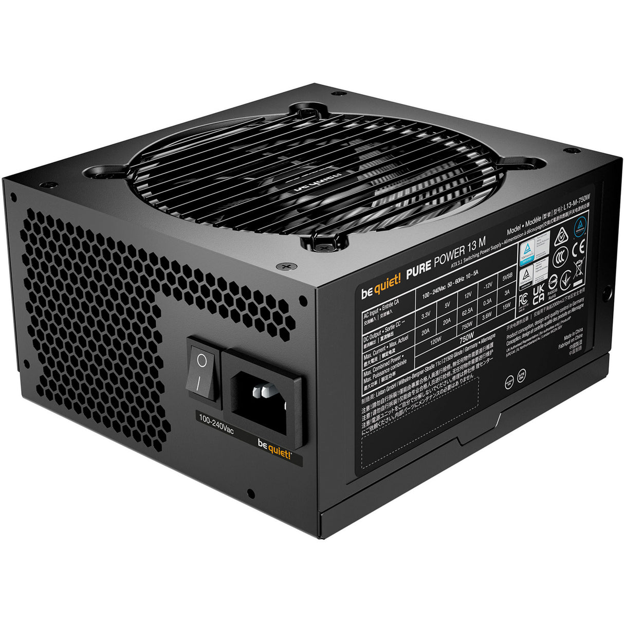 Be quiet! pure power 13 m modulaire 750 watt voeding (zwart, 1x 12v-2x6, 4x pcie)