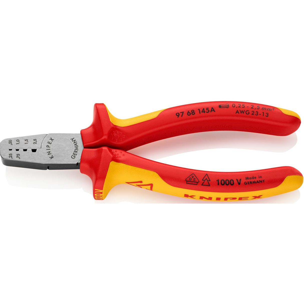 Knipex 9768145a krimptang voor adereindhulzen - 145mm