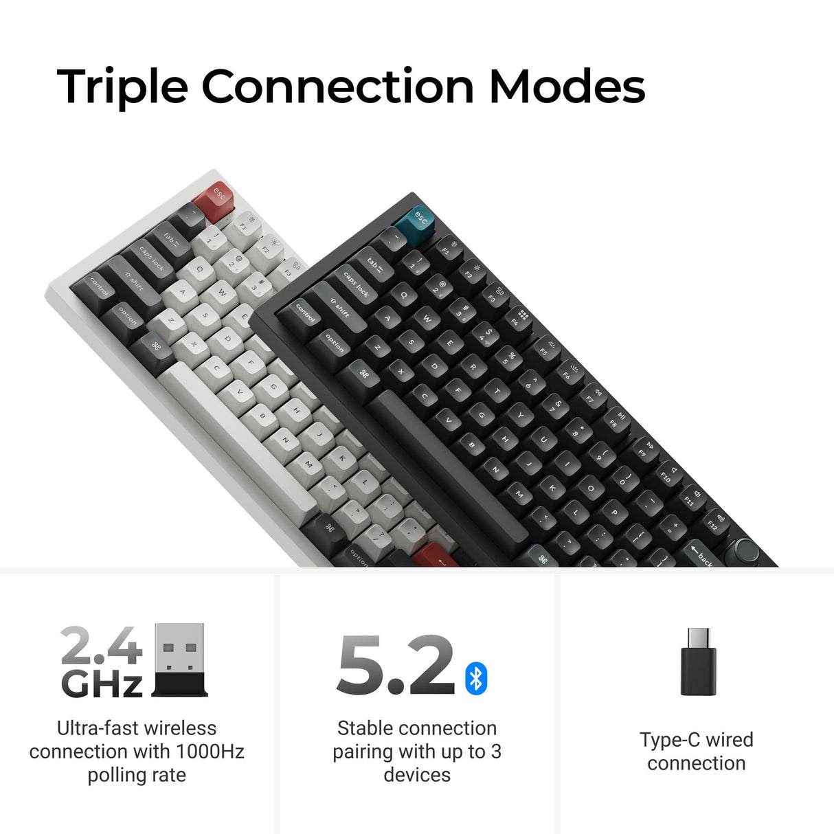 Keychron q6 ultra-m3 8k wireless custom mechanical keyboard (zwart, us lay-out (qwerty), silk pom brown, 100%, rgb, hot swap, 8k, 2.4 ghz bluetooth 5.2 usb-c)