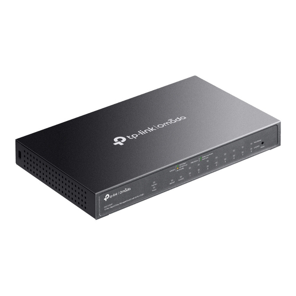 Tp-link omada es210gmp 10-poort gigabit easy managed switch (zwart, 8x poe+, 1x gigabit sfp)